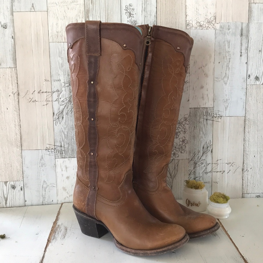 CORRAL Brown Leather Western Vintage Cowboy Boot